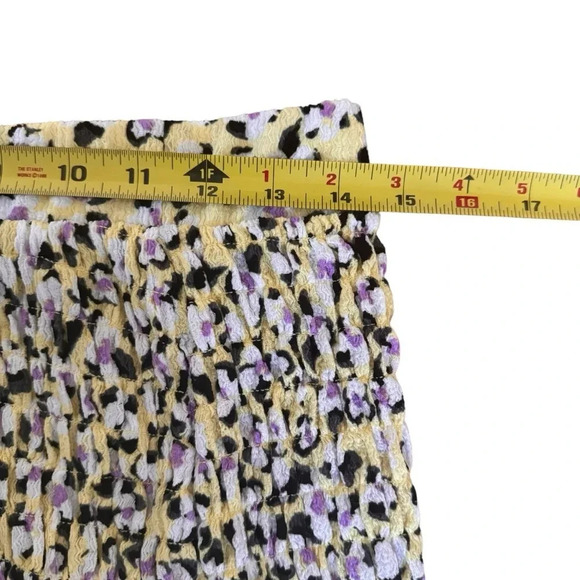 Vero Moda Yellow Floral Skirt mini Smoked Ruffle Straight M - Picture 3 of 8